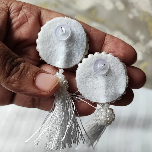 Handmade pearl earrings. - Picture 2 of 3